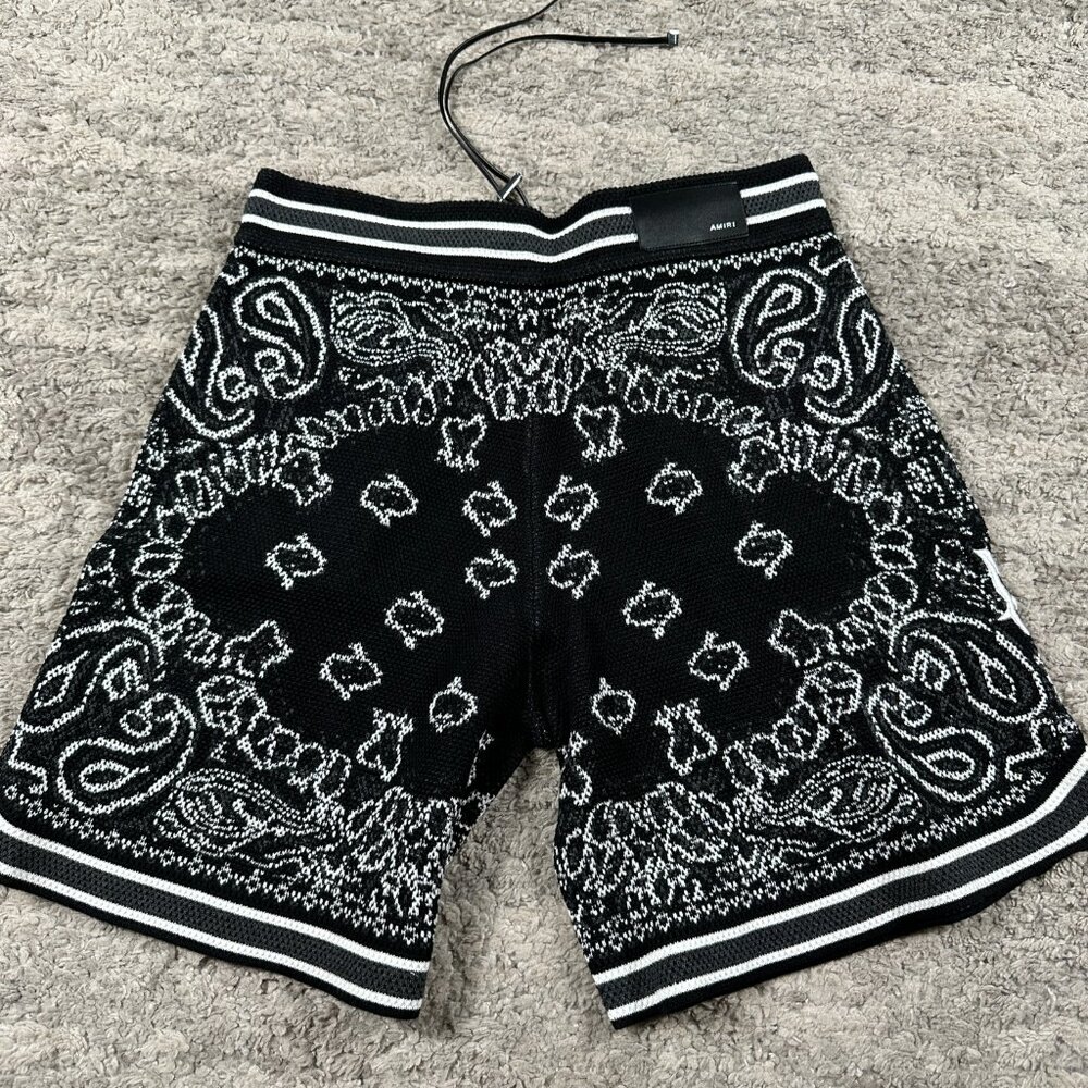Amiri Black Bandana Knit Cotton Shorts Mens Large - Picture 4 of 4